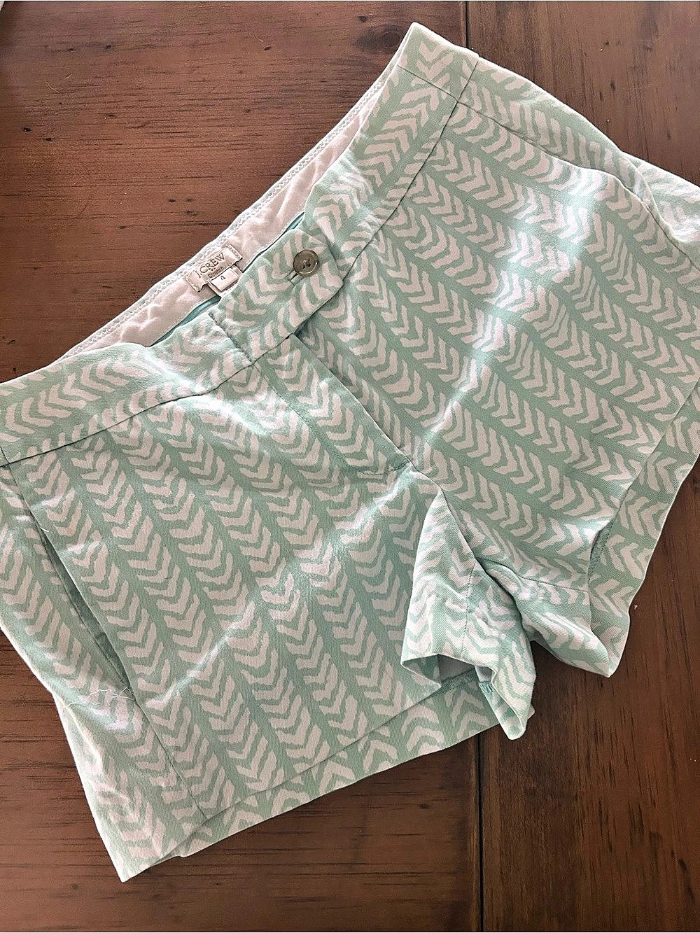 J.Crew Stretch Chino Short Chevron Print Green & Pink Size 4